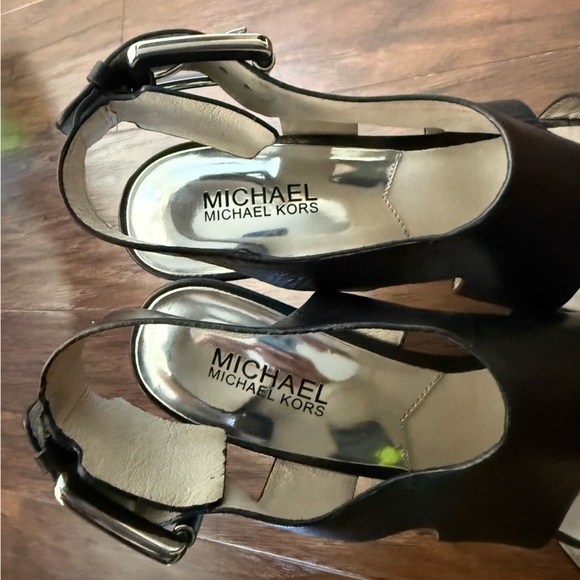Michael Kors Carla Black Leather Platform Sandals-Size 8.5-Sexy, Black Tie - Picture 11 of 16